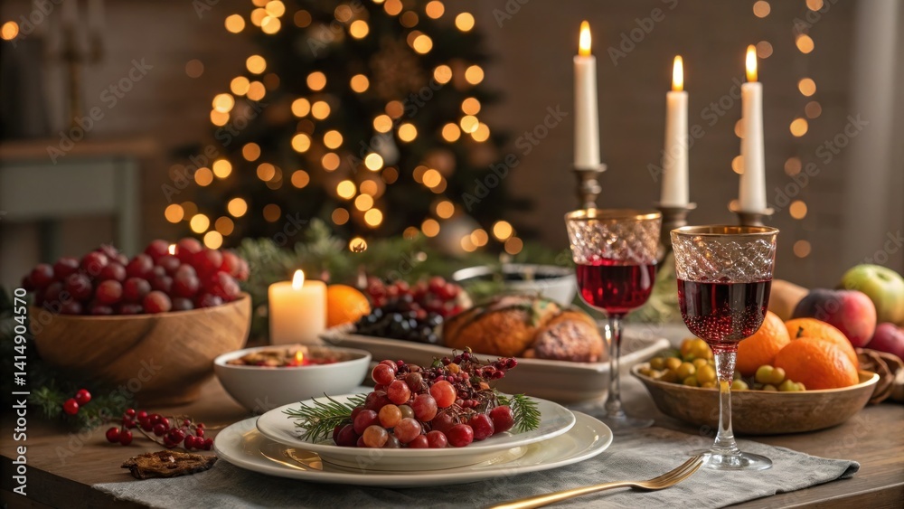 Naklejka premium Festive holiday dinner table