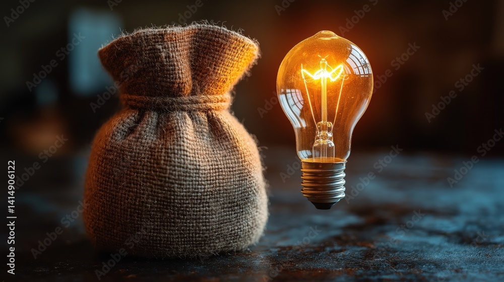 Symbolic representation of financial wisdom featuring a money bag and a glowing lightbulb reflecting smart choices