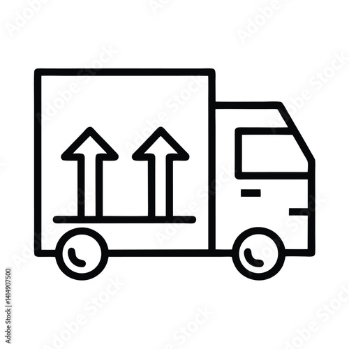 Delivery Truck Outline with Up Arrows on Transparent Background
