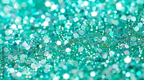 Teal Glitter Background, Bokeh Lights Texture, Party Decoration, Festive Design