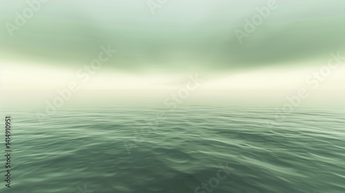 Serene Ocean View: Green Sea And Sky, Calm Water Surface, Tranquil Scenery