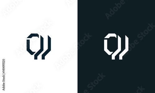 Creative minimal abstract letter QQ logo.