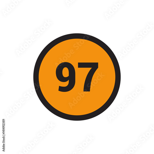 Free Download 97 Number icon vector Orange Circle with Black design - GFXLoad