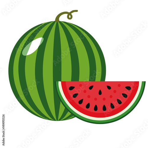 watermelon with slice isolated on white background vector design