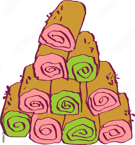 Eastern Sweets Traditional Desserts Illustration