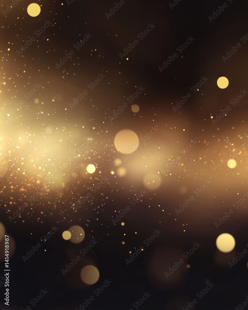 Ethereal golden light and bokeh overlay creating a magical and festive atmosphere for celebration and glamour Ethereal golden light and bokeh overlay creating a magical and festive atmosphere for celebration and glamour