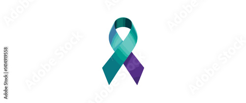 PTSD awareness ribbon symbolizes healing on white background, mental health