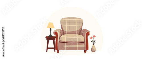 Cozy vintage armchair representing comfort and nostalgia, serene decor