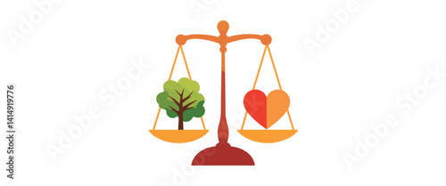 Stylized scale of justice balancing wisdom and compassion, symbolic art