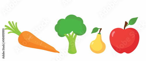 Colorful assortment of clean foods on white background, healthy lifestyle