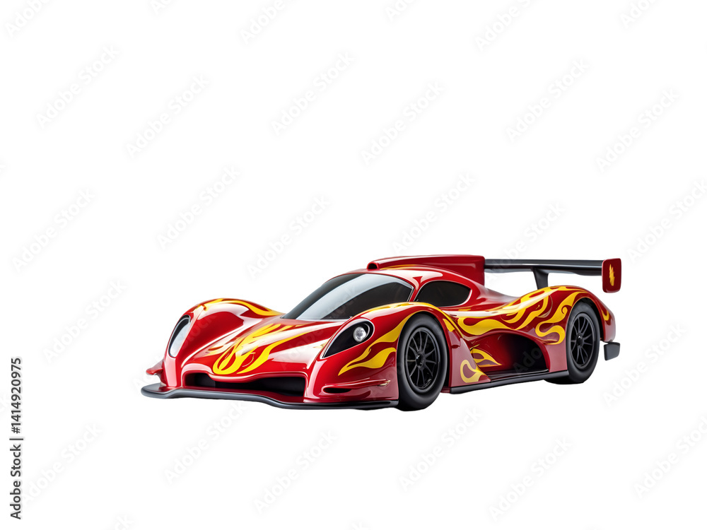 Eye-Catching Toy Race Car, A Glossy, Highly Detailed Model with Vibrant Flames, Perfect for Collectors and Enthusiasts Seeking Quality and Detail