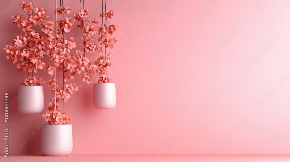 Minimalist illustration of withered houseplant in drooping pot against solid background with ample space for text