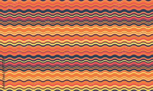 Vibrant wavy stripes in warm autumnal hues create a dynamic, seamless pattern. Perfect for textile design, website backgrounds, or any project needing a cheerful, retro feel.