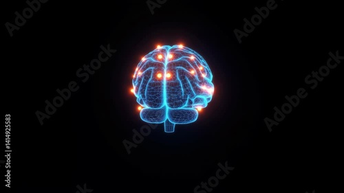 Wallpaper Mural Glowing Neural Brain Pulses With Electric Connections on a Black Background Torontodigital.ca