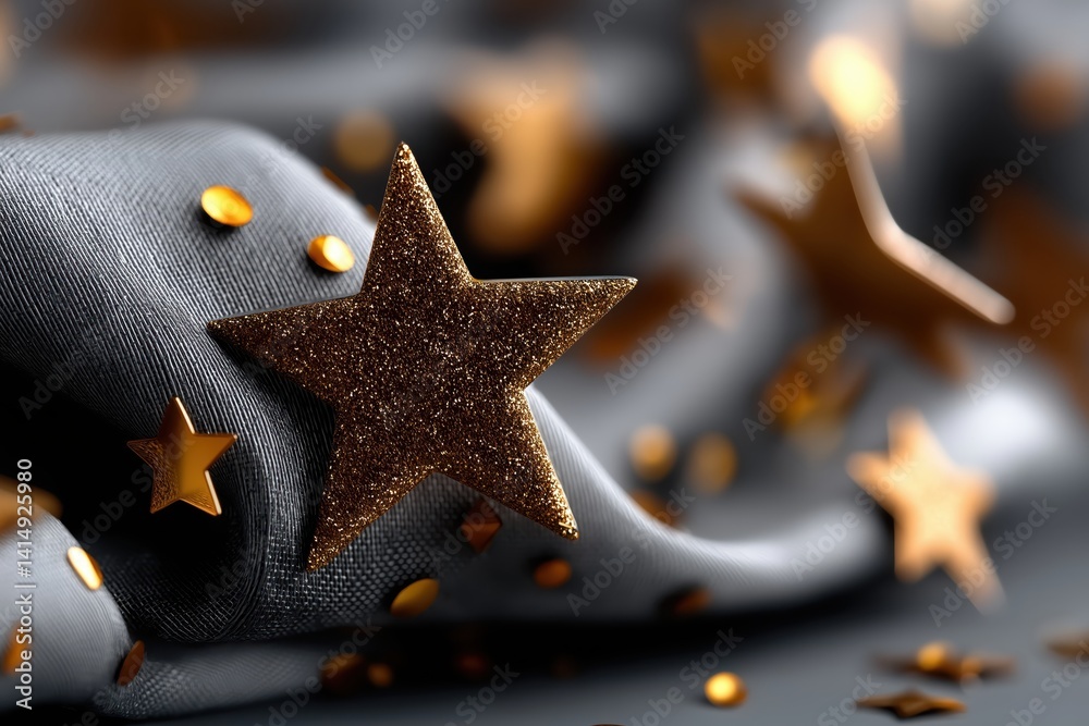 Glittery star-themed background material with sparkling accents for creative projects and festive events