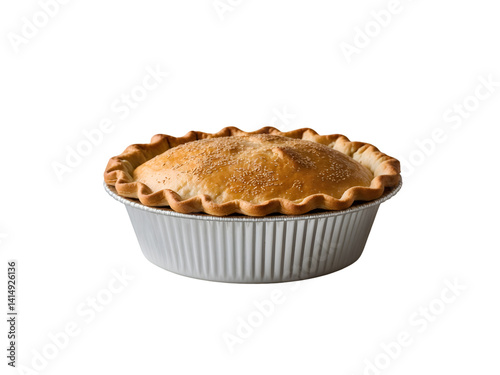 Obraz na płótnie Golden Perfection, A Classic Pie in a Ridged Tin, Showcasing the Art of Traditional Baking and Culinary Delight on an Isolated Plane, Perfect for Gastronomic Creations w salonie