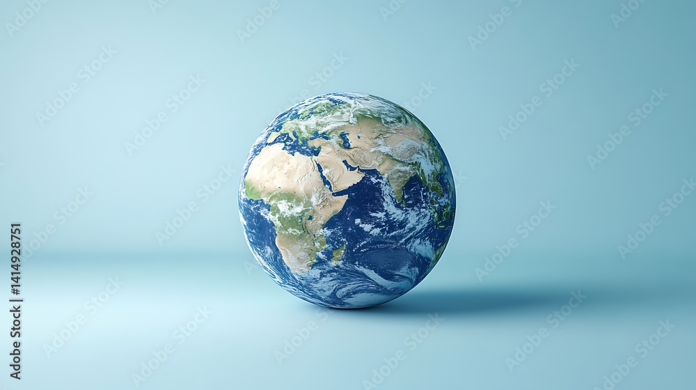 custom made wallpaper toronto digitalGlobe with Continents and Oceans on Light Blue Background, A globe displaying continents and oceans against a light blue background