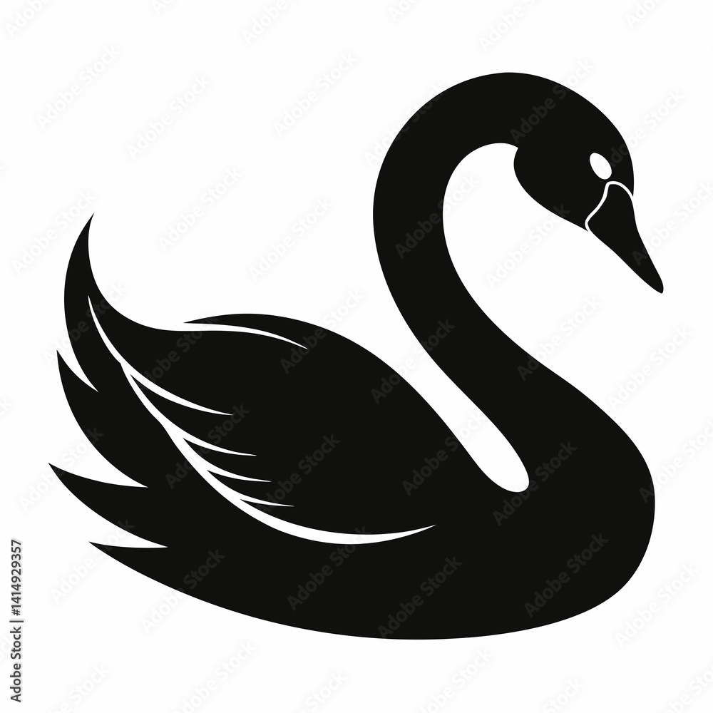 Obraz premium Graceful Swan Silhouette Vector Art