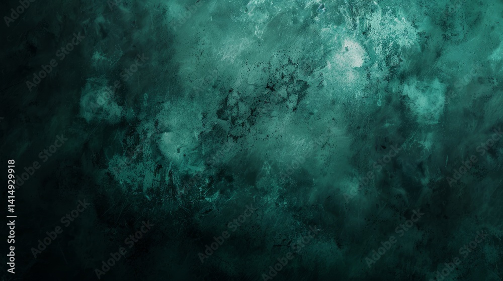 Obraz premium Grunge Teal Texture Backdrop, Dark Abstract Wall Background, Distressed Surface, Copy Space