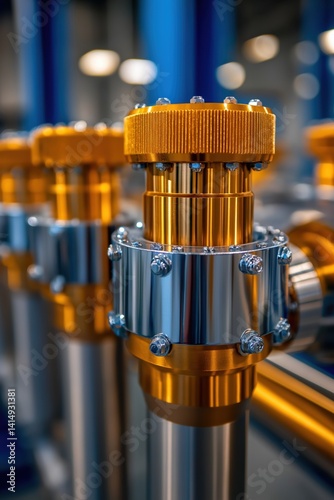 Obraz na płótnie Stainless steel piping system showcased in advanced industrial workshop w salonie