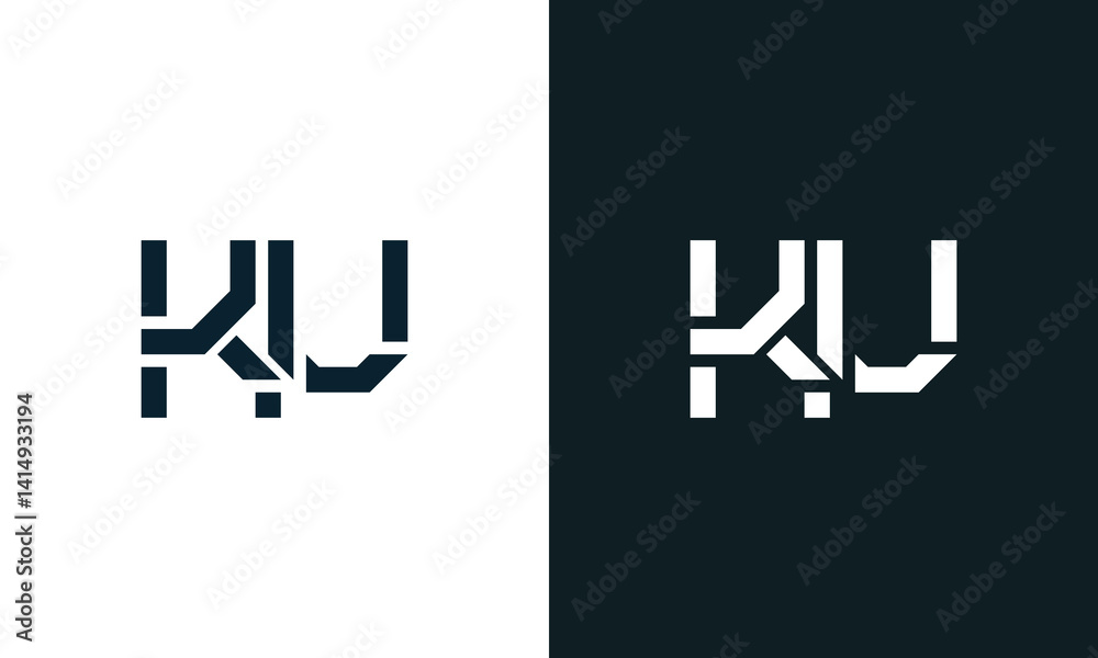 Obraz premium Creative minimal abstract letter KU logo.