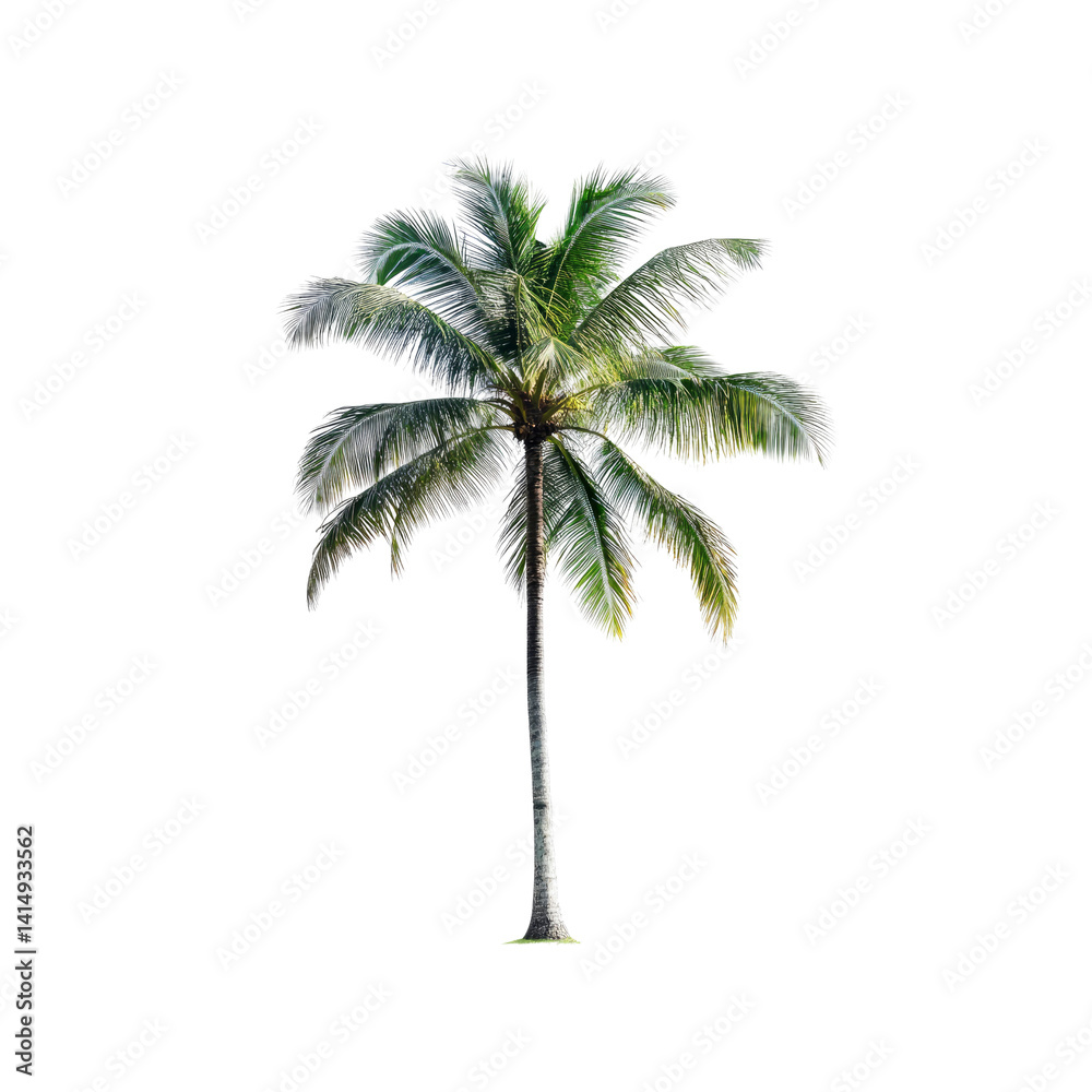 Fototapeta premium Isolated Tropical Coconut Palm Tree on Transparent Background