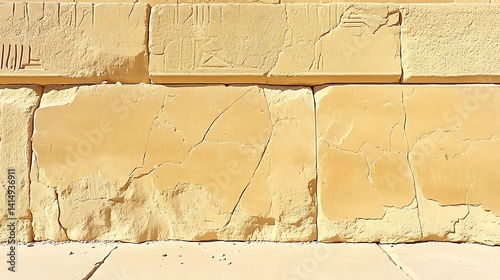 Weathered sandstone blocks with intricate carvings hinting at ancient history