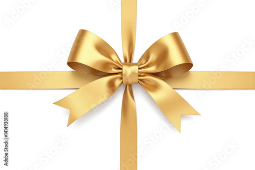 gold ribbon with a bow on a white background