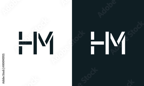 Creative minimal abstract letter HM logo.