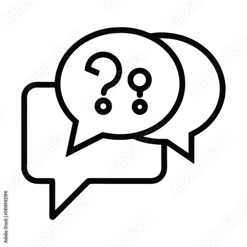 Outline Style Chat Bubbles with Question Marks on Transparent Background