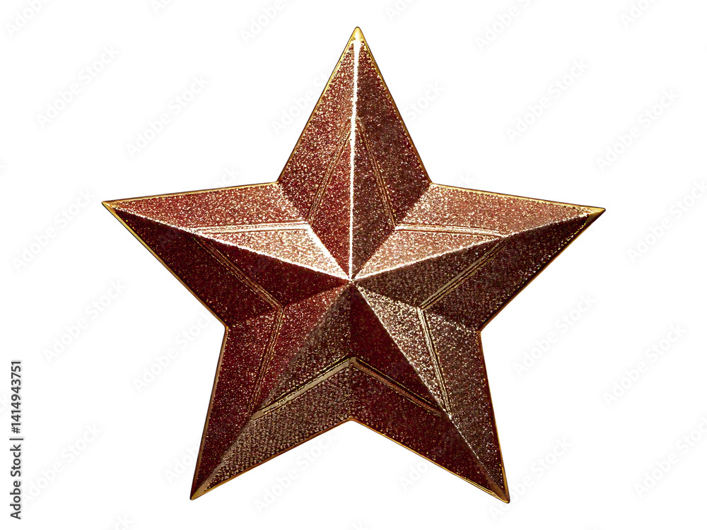 Obraz premium Sparkling bronze glitter star, isolated on white. Perfect for holiday cards, festive decorations, or adding a touch of glamour to your design projects.
