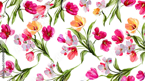Wallpaper Mural Stunning Seamless Watercolor Floral Pattern Featuring Delicate Hand-Painted Tulips in Pastel Shades Perfect for Any Creative Project Torontodigital.ca