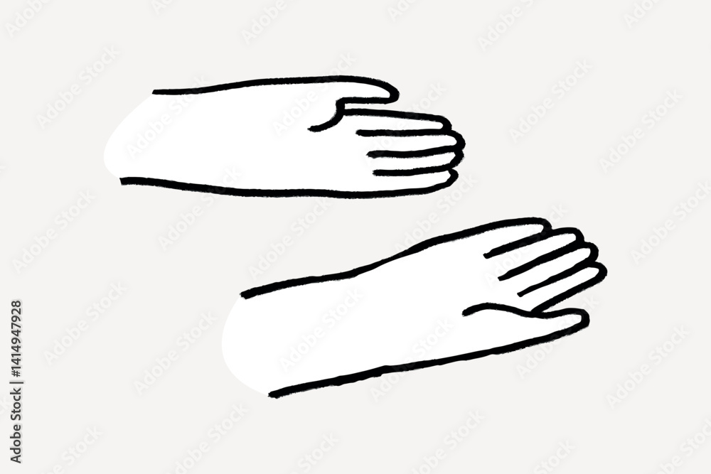 Palm hands reaching out doodle collage element vector Palm hands reaching out doodle collage element vector