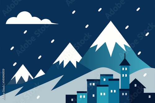 winter landscape with houses