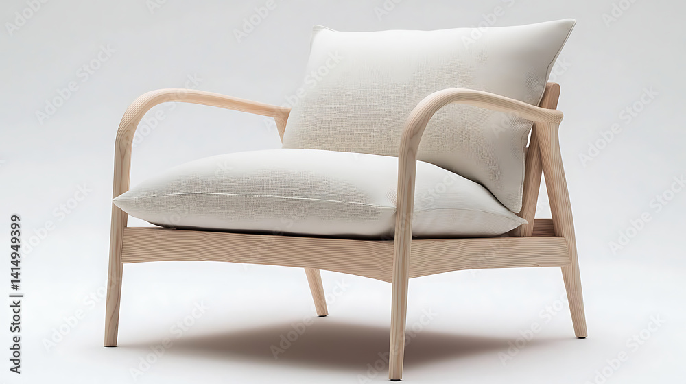 A wooden chair with a white pillow on it A wooden chair with a white pillow on it
