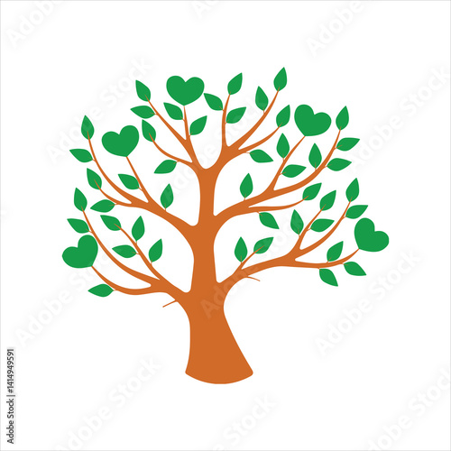  Stylized Green Leaf Tree Vector Illustration