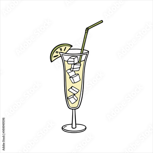 Refreshing Mojito Cocktail Vector Drawing