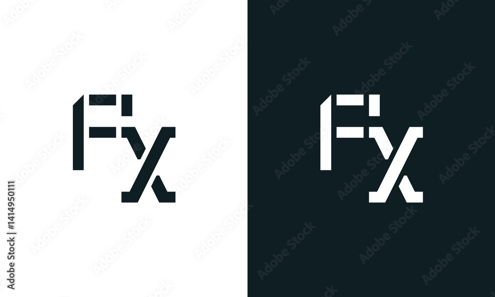 Creative minimal abstract letter FX logo.