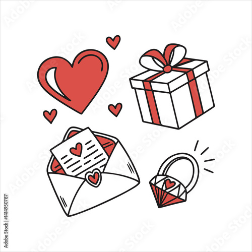 Romantic Hearts and Gift Vector Collection