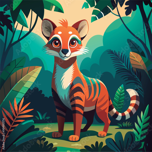 Vector illustration of a Jungle feline stands proud.