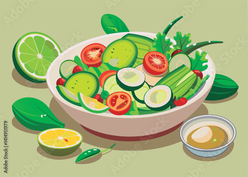 Colorful vegetable salad in a bowl.