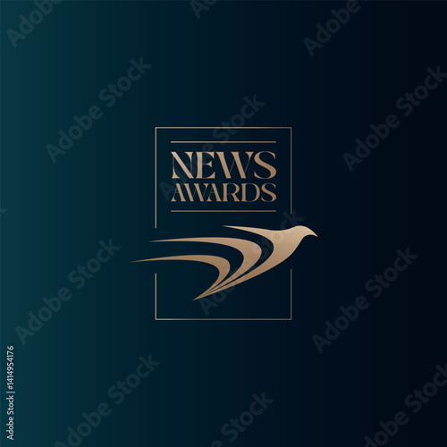 Swift bird themed news award logo. Vector illustration.