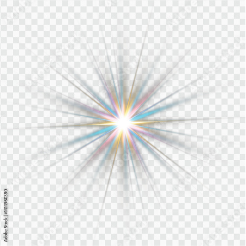 PNG Light crystal glass effect with sparkle bokeh glitter and rainbow light. Png neon transparent diamond with bright background flash and stripes png. Reflex prism vector lens refraction abstract png