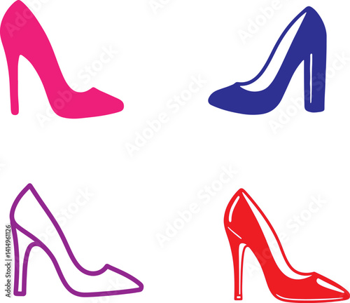 shoe high heel vector silhouette, woman high heel icon