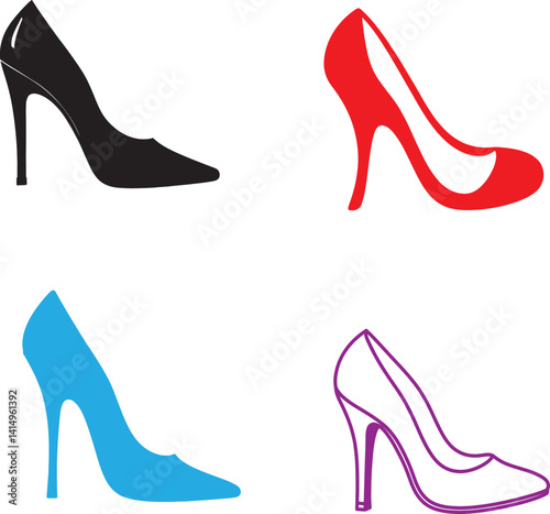 shoe high heel vector silhouette, woman high heel icon