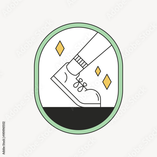 Running sneaker logo badge, line art design vector