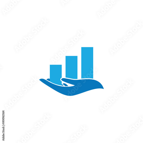 Hand Holding Growth Bars: Vector Symbol