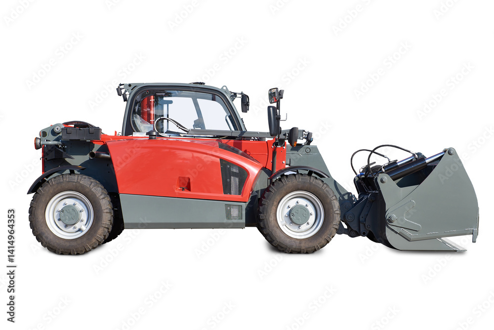 Wheeled telescopic loader isolated on white Wheeled telescopic loader isolated on white