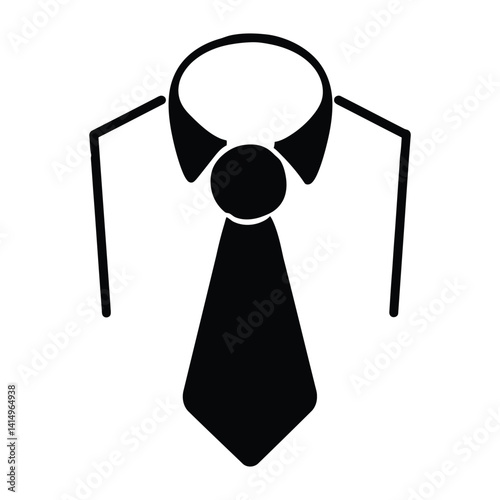 necktie black graphic icon of a classic with a visible knot and collar detail.