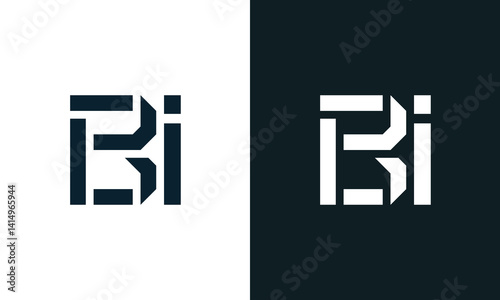Creative minimal abstract letter BI logo.